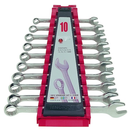 Teng Tools 10 Piece 12 Point Metric Combination Wrench Set (8MM - 19MM) - 6510A TEN-O-6510A